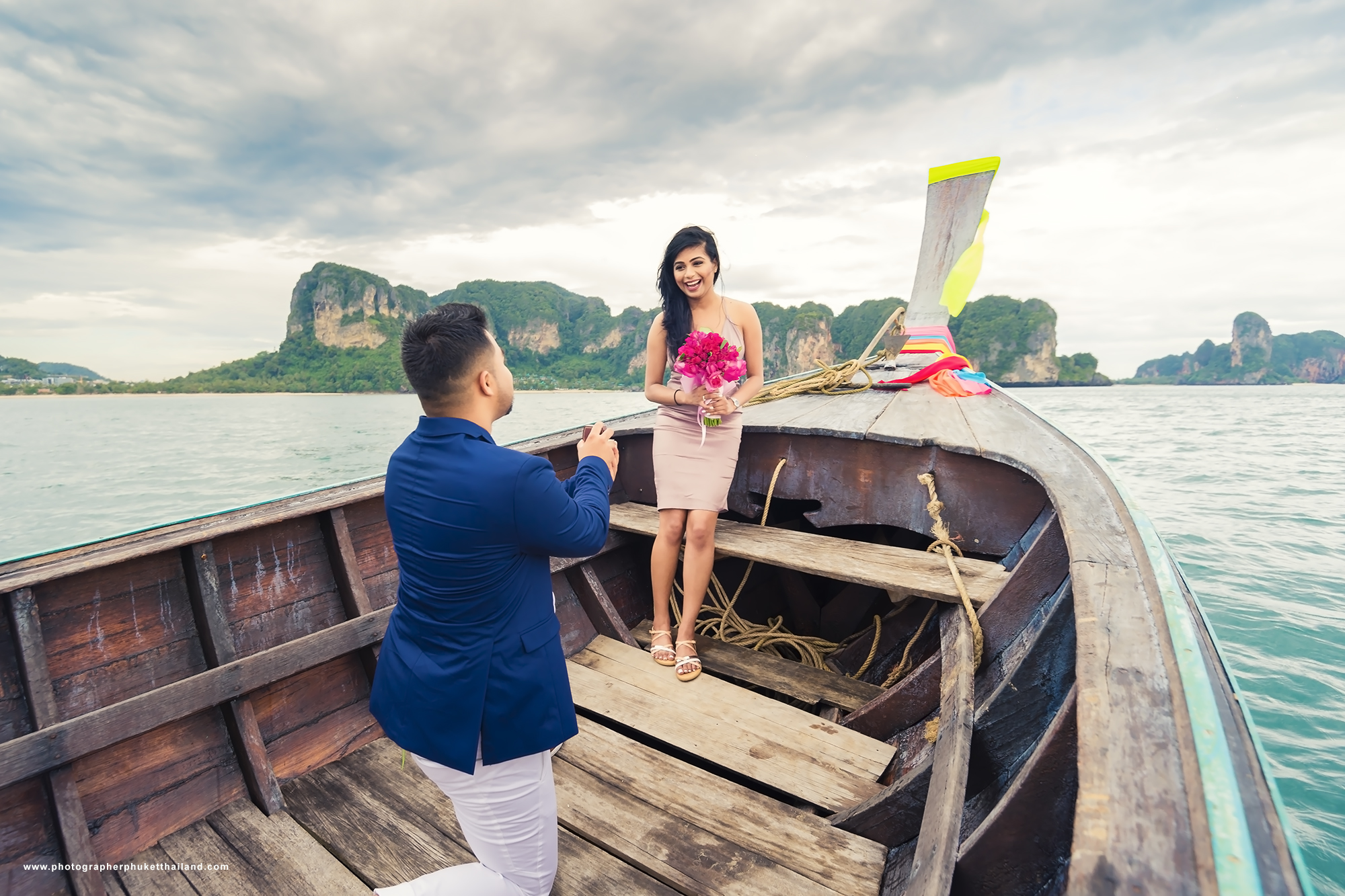 marriage proposal photoshoot on Long tail boat at Ao nang  Krabi